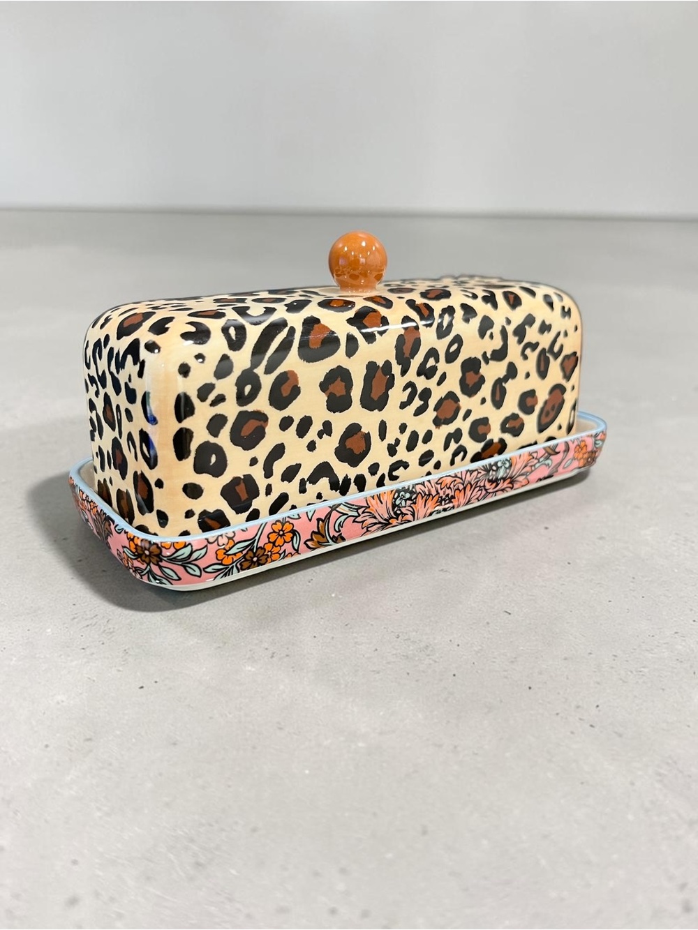 Jylin Cheetah Leopard Floral Chic Glam Girly Artsy Art Modern Hip Butter Dish